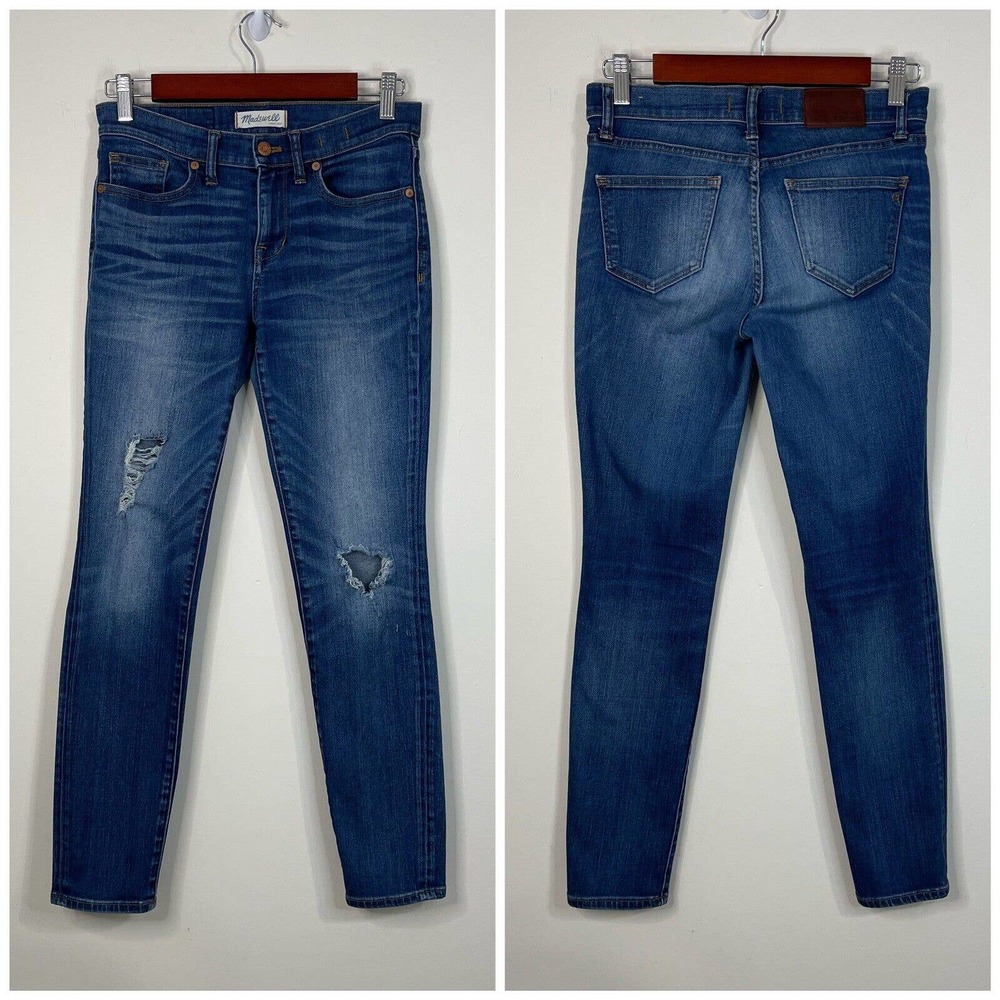 Madewell Skinny Skinny Jeans Size 27 Blue Distress Dark Wash Mid-Rise